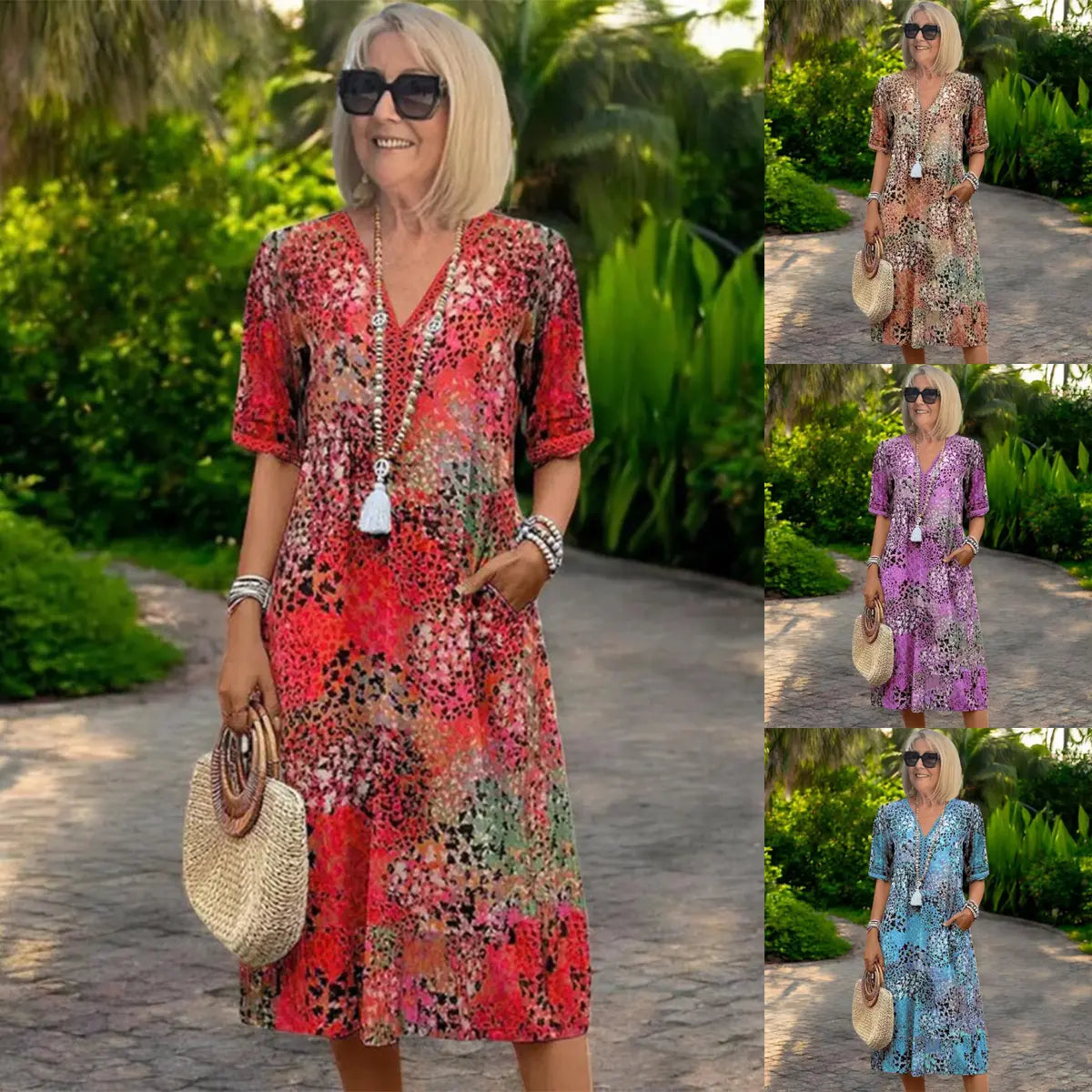 ✨Last Day – 50% Off!✨【S–3XL】Light and breathable printed dress, fitted cut