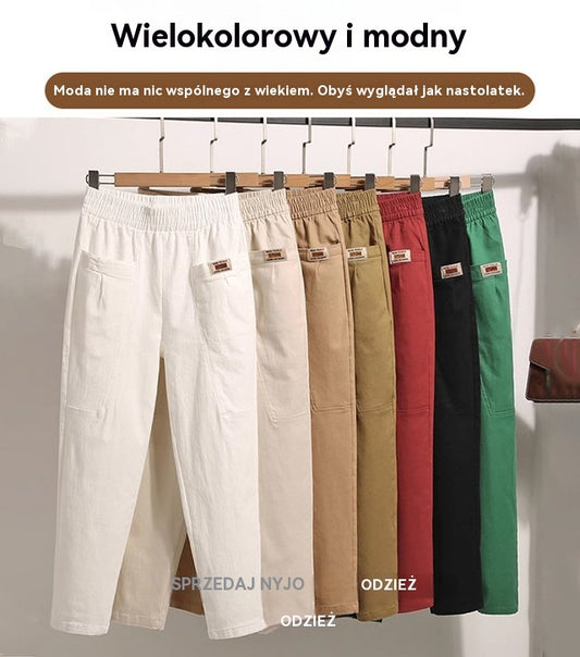 【50% ZNIŻKI】🔥Gorąca wyprzedaż🔥Damskie bawełniane spodnie z elastyczną talią, rozmiary M~6XL
