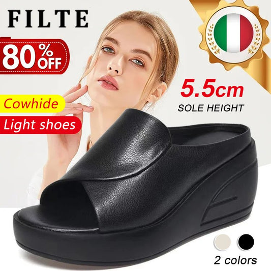 👡【Obcas 5,5 cm】 Miękkie sandały damskie na koturnie