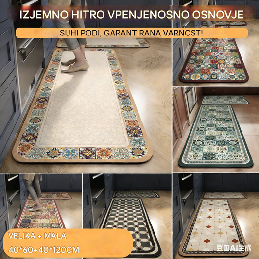 💥💥【40*60+40*120cm】Protizdrsne in zelo vpojne kuhinjske in kopalniške preproge