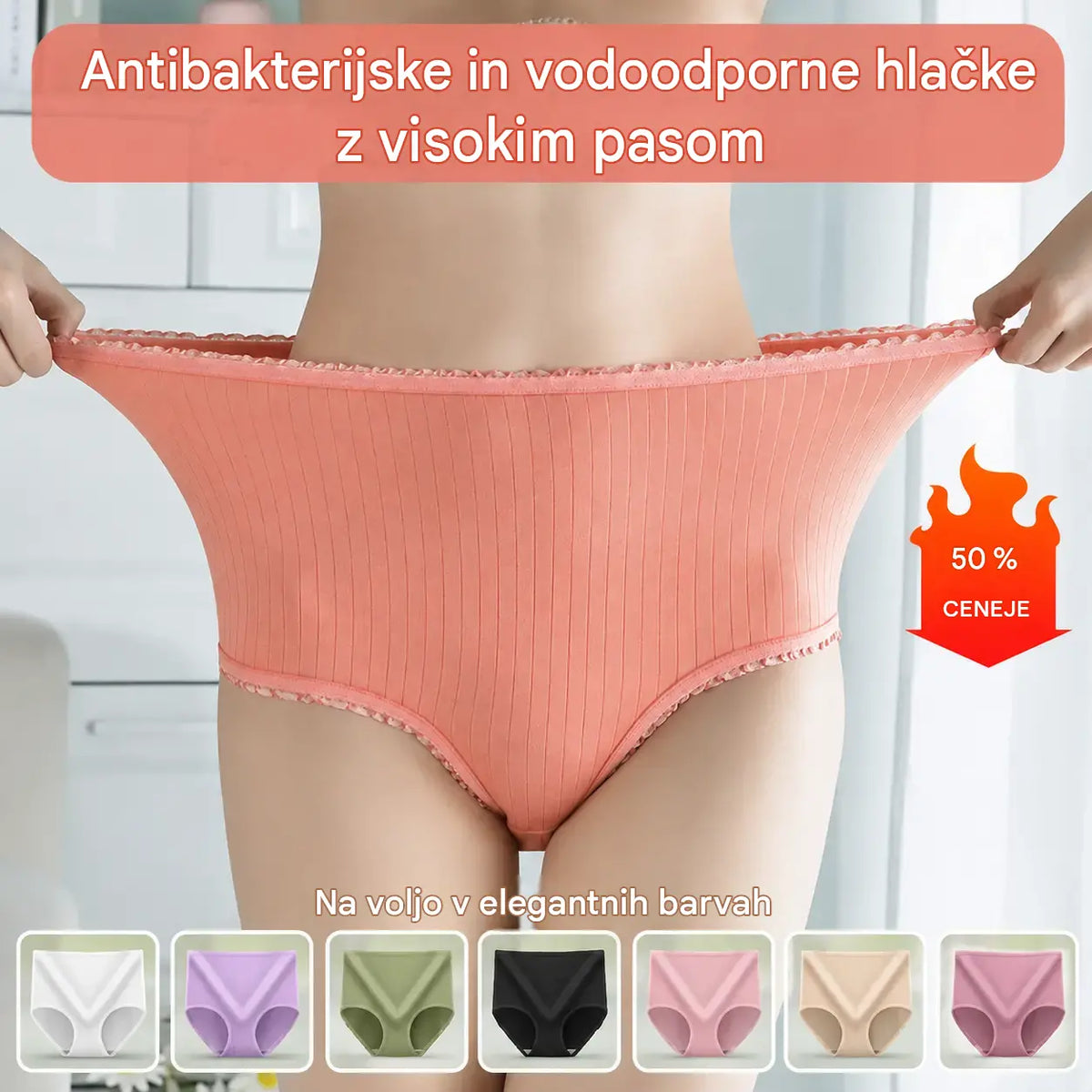 💖(8 kosov) Zadnji dan s 50% popustom: Vodoodporne antibakterijske hlačke z visokim pasom