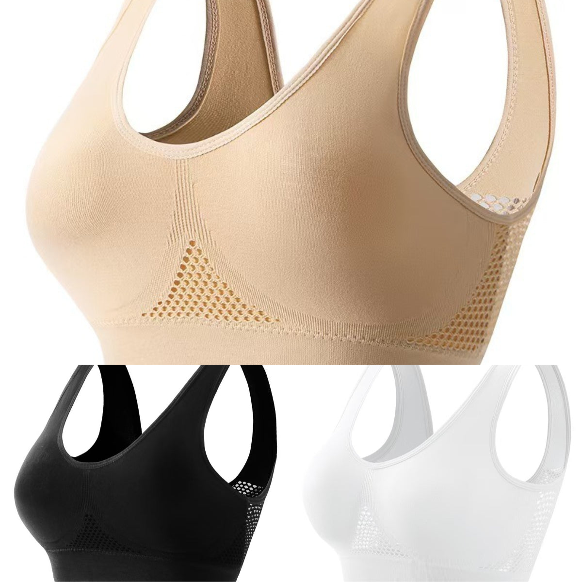 🥰【Σετ 3 τεμαχίων】Αεριζόμενο και κομψό αθλητικό σουτιέν που αναπνέει ❤️【40-120KG】.