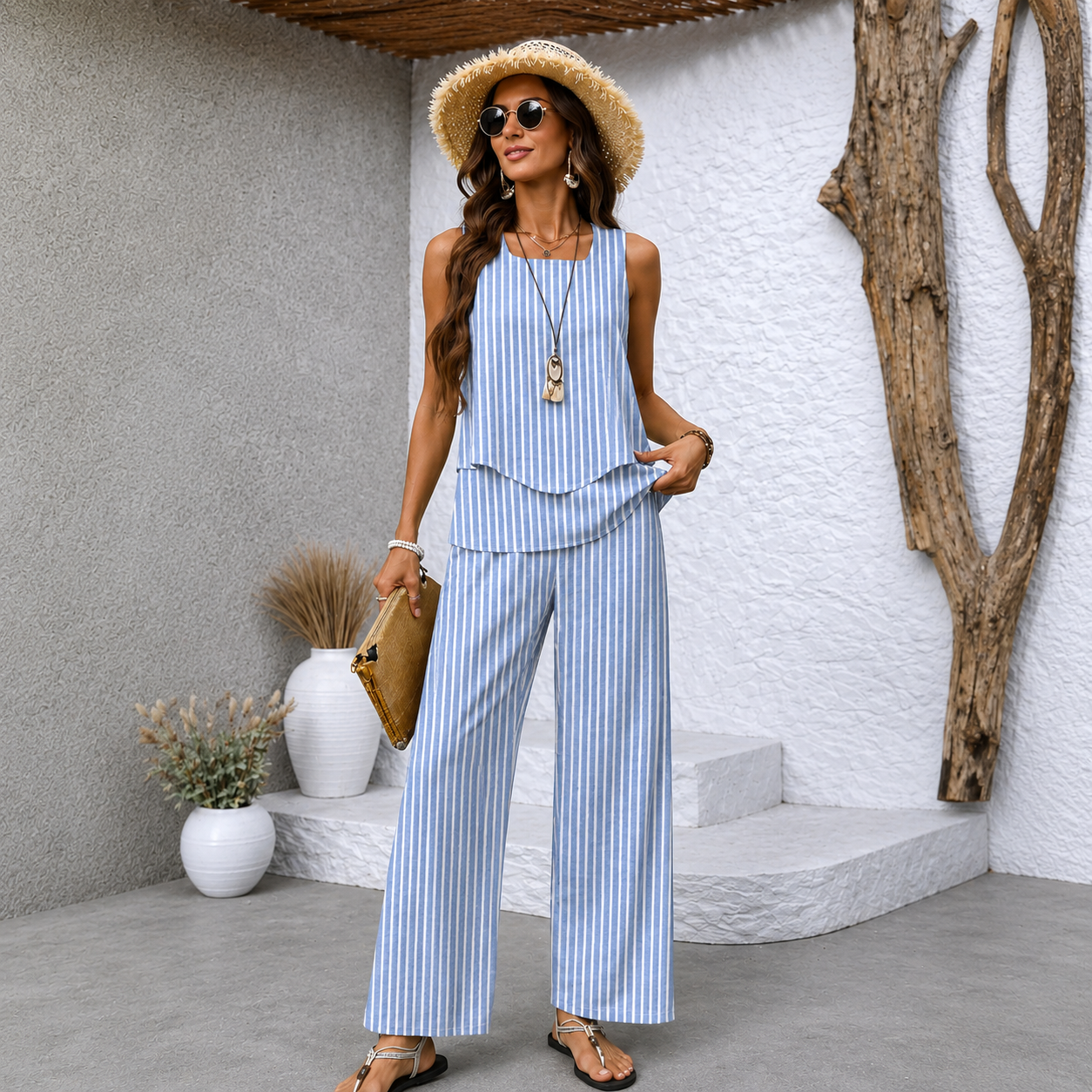 【S-3XL】Zwiewny komplet dwuczęściowy | Lekki, elegancki, wielokolorowy zestaw letni