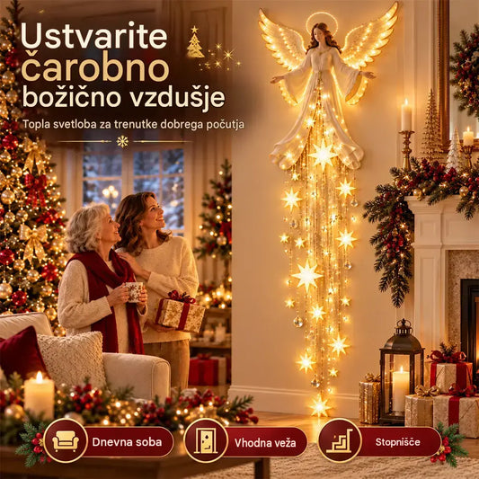 🎄💡 Stenska lučka Starfall »Angelov blagoslov« – božična stenska dekoracija