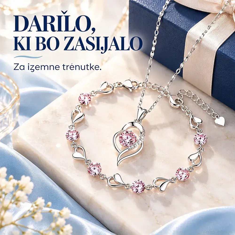 ✨💎💎【Zapestnica + ogrlica】Komplet zapestnice in ogrlice Srce oceana