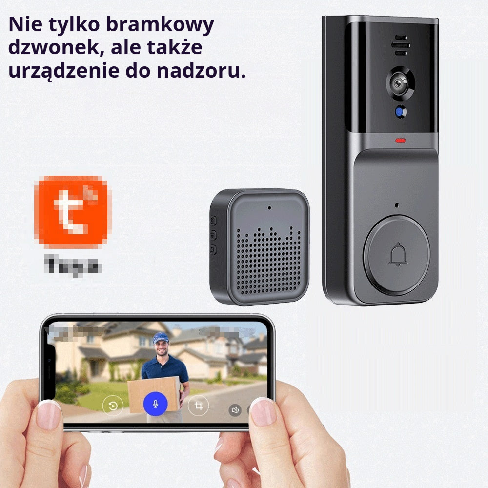 🔥 Bezprzewodowa kamera dzwonkowa: 1080P, kąt widzenia 170°, ekran 4,3 cala, wodoodporność IPX65, tryb nocny
