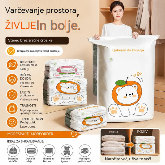 ✨🗃️ 5-delni komplet 💨 Velike stisljive vrečke za shranjevanje: Zračna črpalka ni potrebna, neprepustne, idealne za prihranek prostora v kovčku in doma ✈️