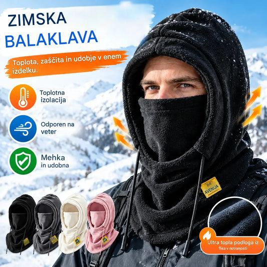 ❄️ Termo kapa, ki popolnoma pokrije glavo in ima podlogo iz flisa; greje vas tudi pri temperaturah do -20 °C. ⛷️ Idealna za smučanje, vožnjo z motorjem in dejavnosti na prostem.