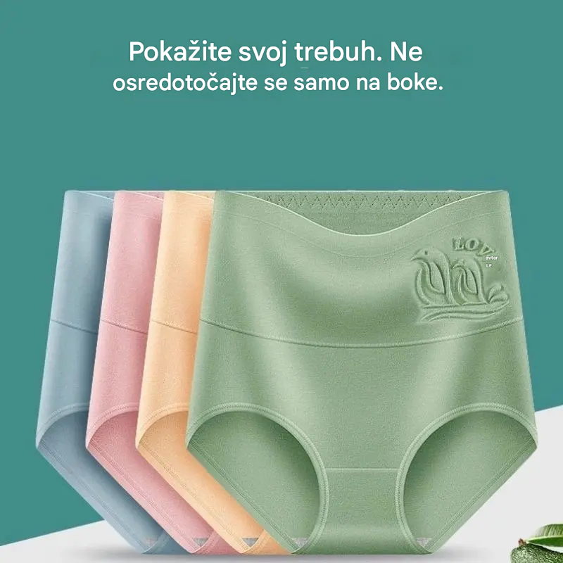 🩲【4 kosi】【45-90 kg】💟 Antibakterijsko spodnje perilo z visokim pasom iz čistega bombaža, ki ne pušča madežev