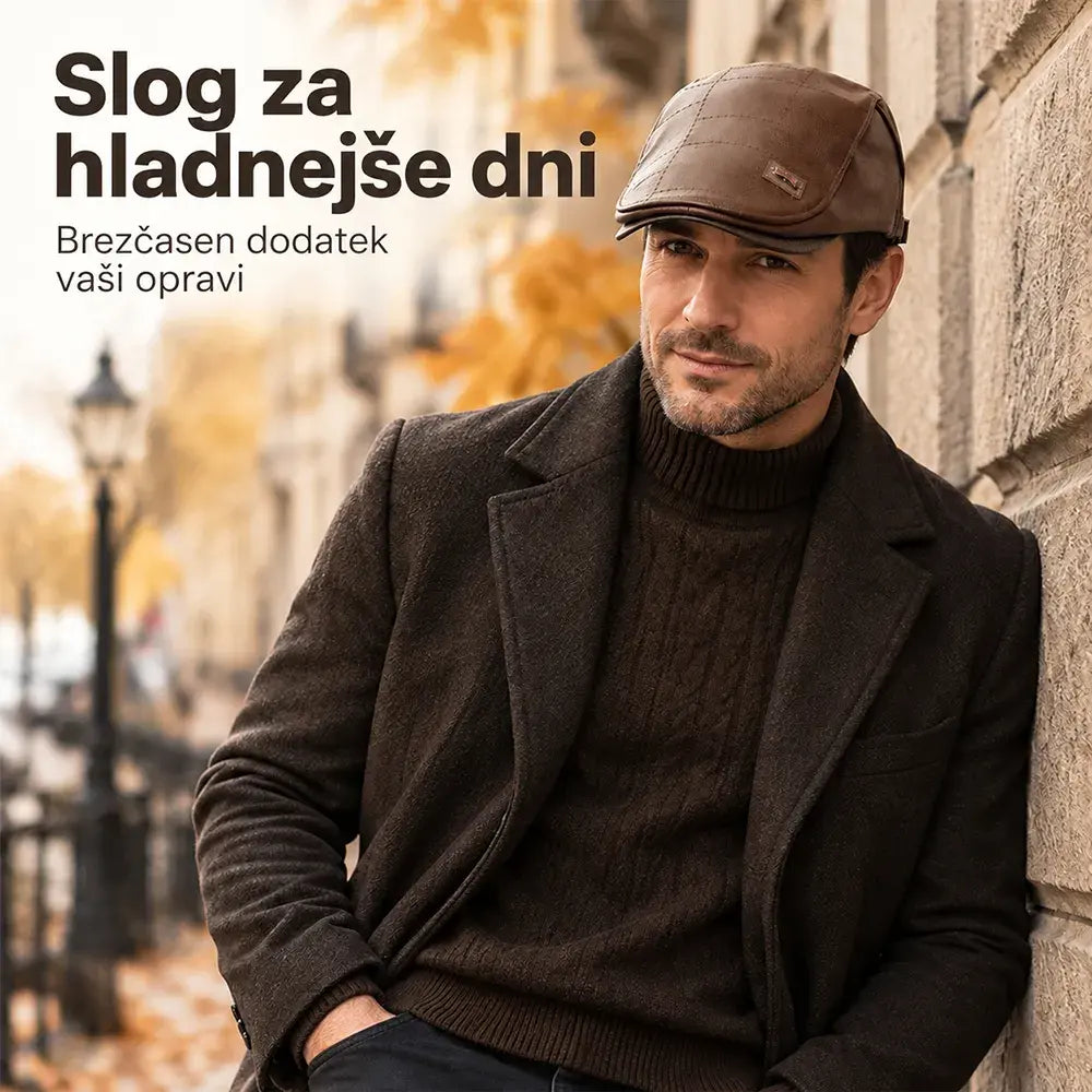 24 EUR za kos 🧢🔥 Nova, visokokakovostna usnjena baretka v retro slogu za jesen in zimo