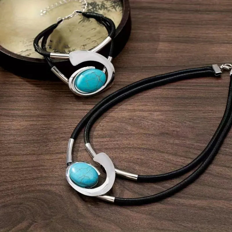 ✨🔥【Kup jeden, a drugi dostaniesz gratis】Zestaw naszyjnika i bransoletki w stylu boho z kamieniami szlachetnymi
