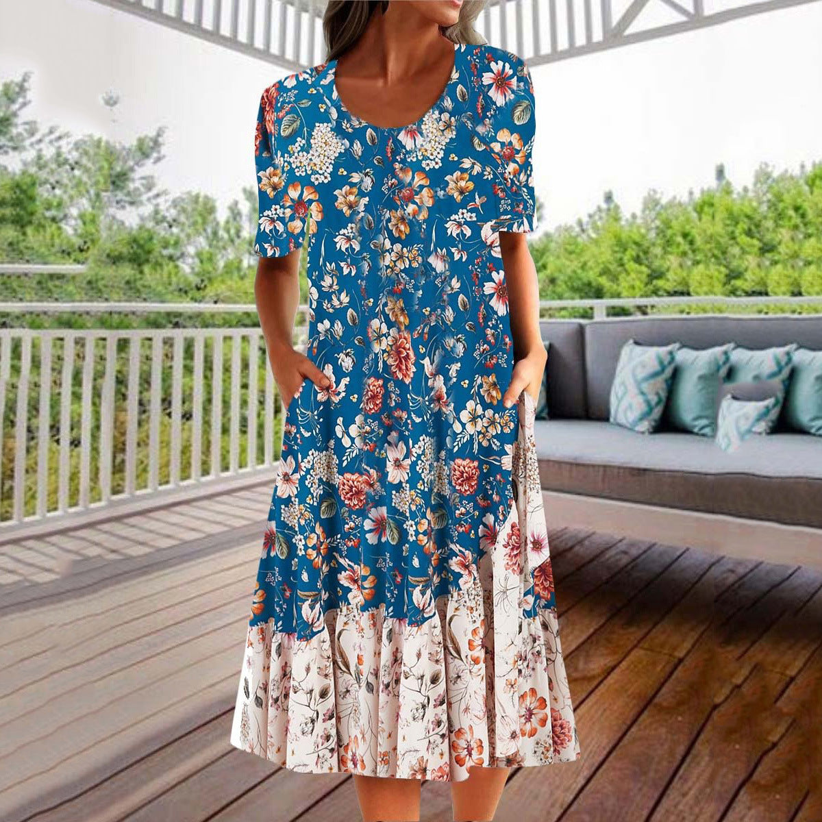 🌺👗【S-3XL】2026 Letnia sukienka z nadrukiem z okrągłym dekoltem