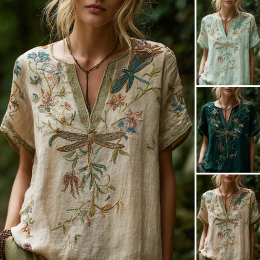 👚【S-5XL】Ženska modna majica s potiskom in V-izrezom, ohlapnega kroja
