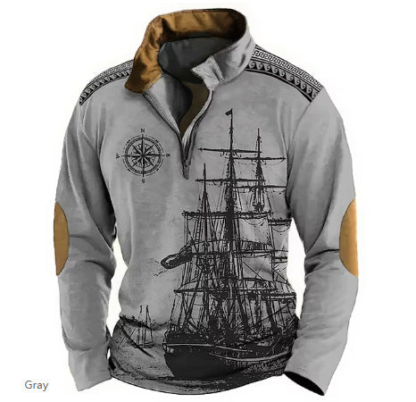 😎【S-5XL】Moški pulover s kapuco in polovično zadrgo, 3D potisk, udoben, topel in moderen za hladne dni