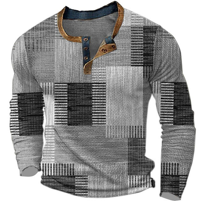 🎁😍[Wyprzedaż ograniczona czasowo] 👔[S-4XL] Męska koszulka z długim rękawem we wzór
