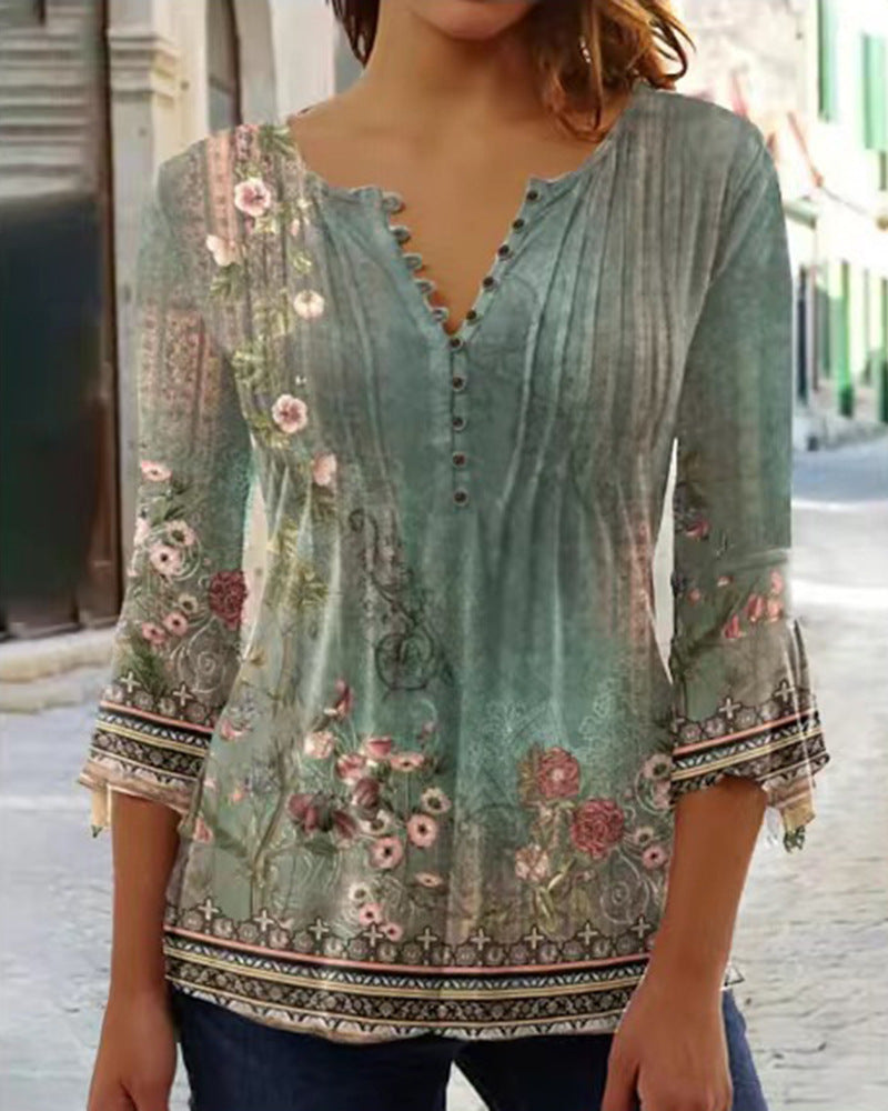 😍【Časovno omejena ponudba】Elegantna ženska majica z V-izrezom [S-5XL]