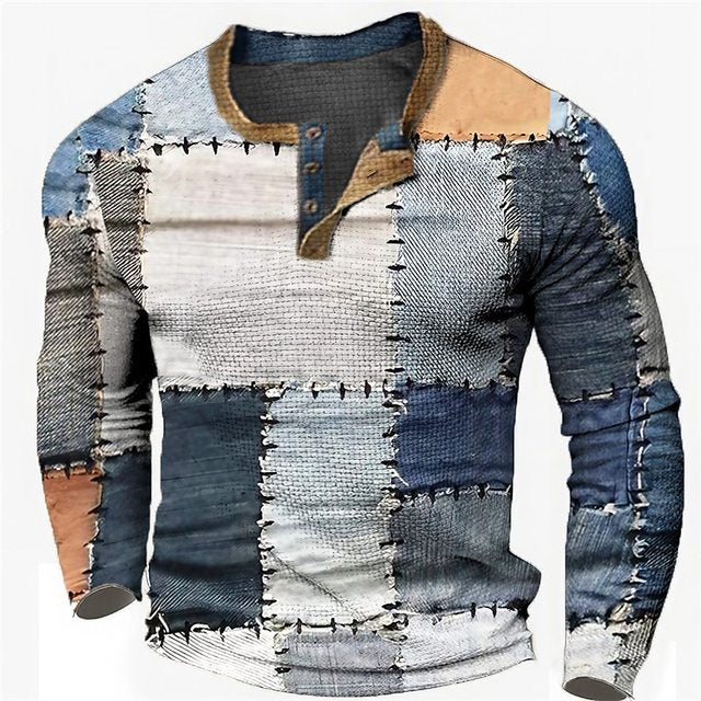🎁😍[Wyprzedaż ograniczona czasowo] 👔[S-4XL] Męska koszulka z długim rękawem we wzór