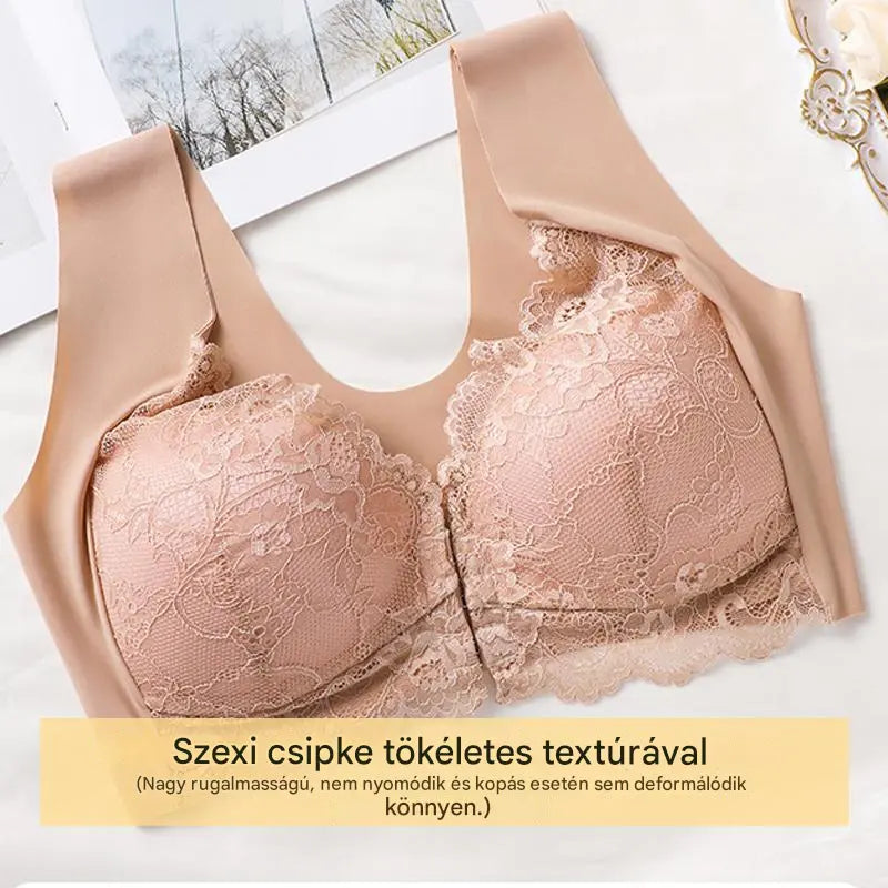 💖Korlátozott ideig a legalacsonyabb ár【5 darabos szett】【40-100 kg】😍🩲Emelő hatású melltartó gyönyörű csipkés háttal, nagy méretben, push-up kivágással és elöl záródó kialakítással