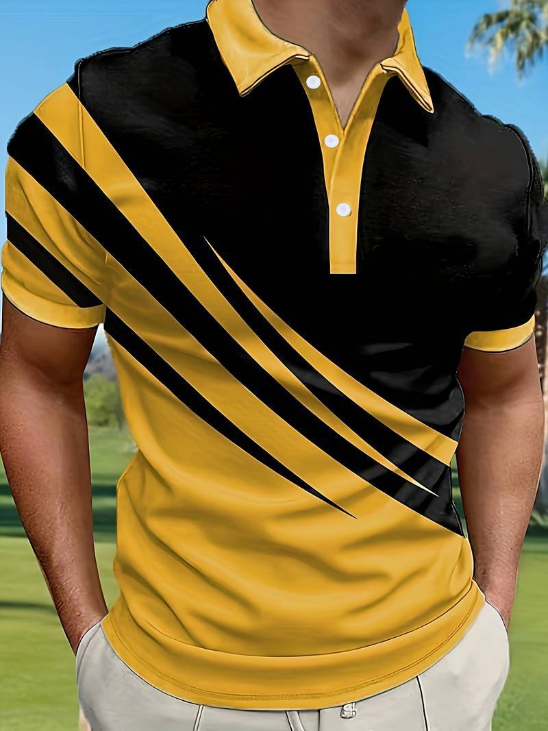 🔥【Kupte 1, získejte 1 zdarma】👔【S-6XL】Nová letní pánská pruhovaná 3D tištěná POLO košile