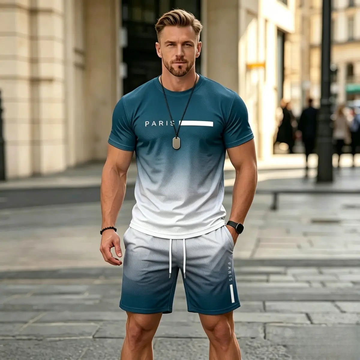 ✨S-6XL【Dobírka】Pánský letní sportovní komplet – pohodlné tričko s krátkým rukávem a šortky pro každodenní nošení i na doma