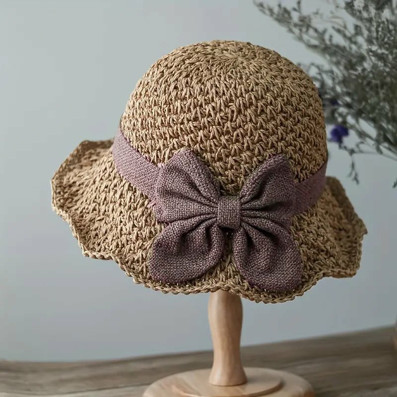 🎀🎀 Obniżka o 50% 👒 | Słomkowy kapelusz z retro kokardą – składany i przewiewny na lato