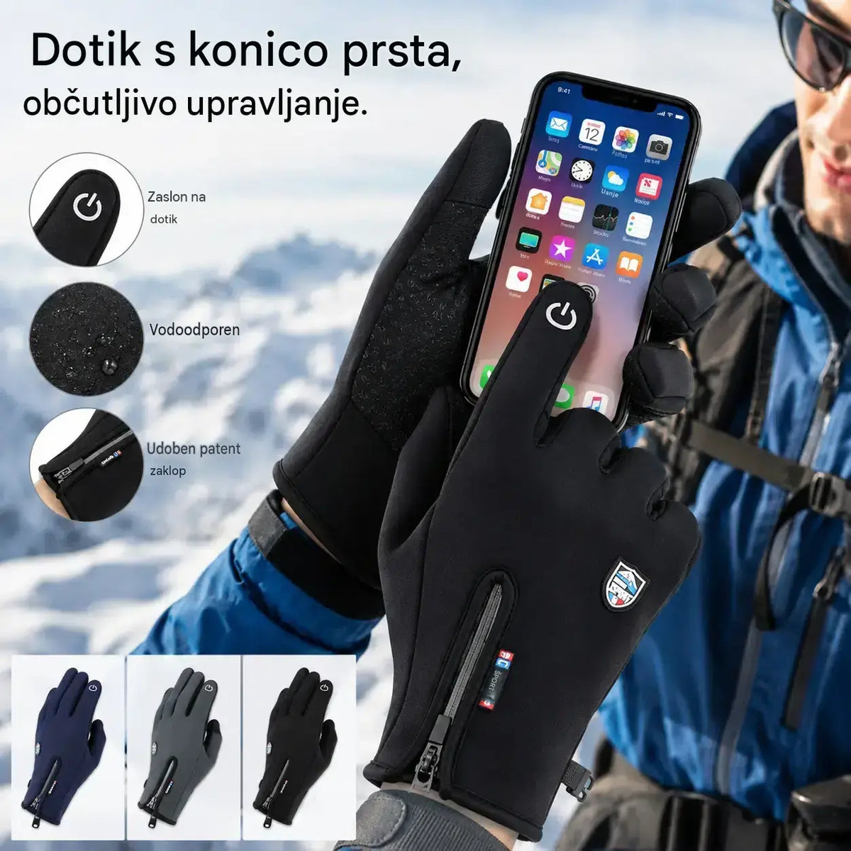 Jesenske i zimske biciklističke rukavice za planinarenje, tople skijaške rukavice, vodootporne, vjetrootporne vunene rukavice