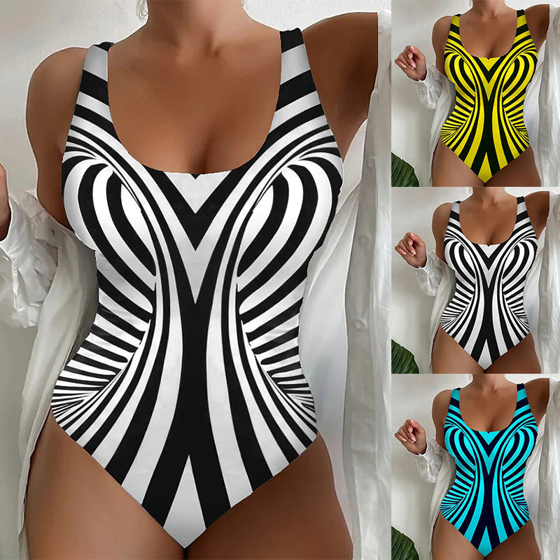 👙【S-6XL】Seksowny, jednoczęściowy kostium kąpielowy w paski