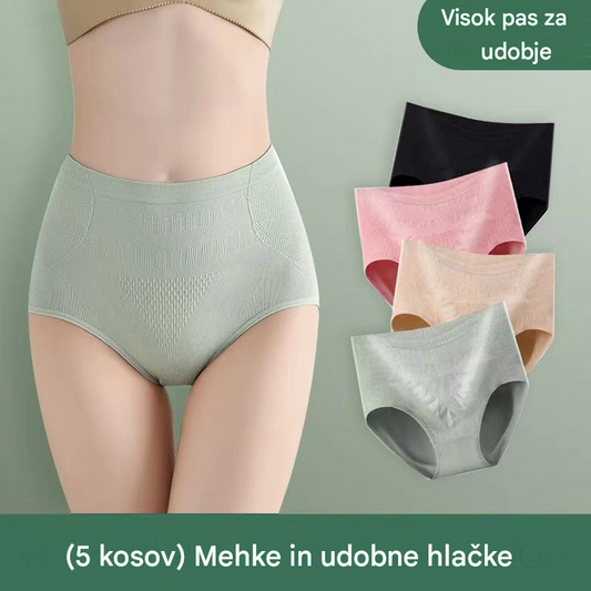 【5 artículos】Ropa interior antibacteriana de grafeno puro de algodón y cintura alta para mujer, talla grande