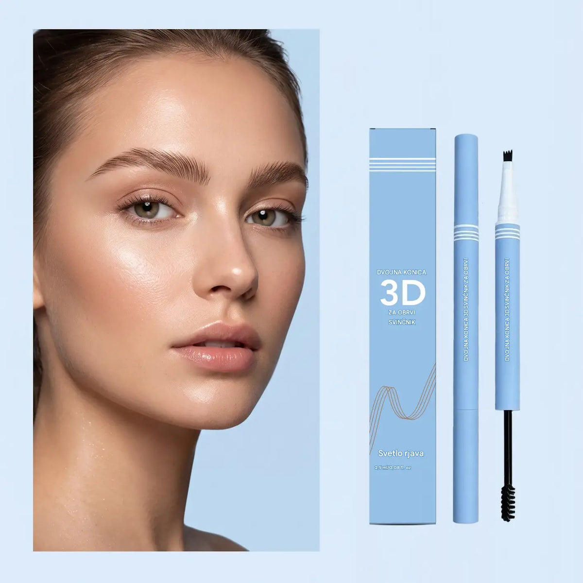 ✨ Poslovite se od redkih in neenakomernih obrvi – ustvarite naraven videz in dolgotrajen učinek s tem dvostranskim 3D svinčnikom za obrvi! ✨