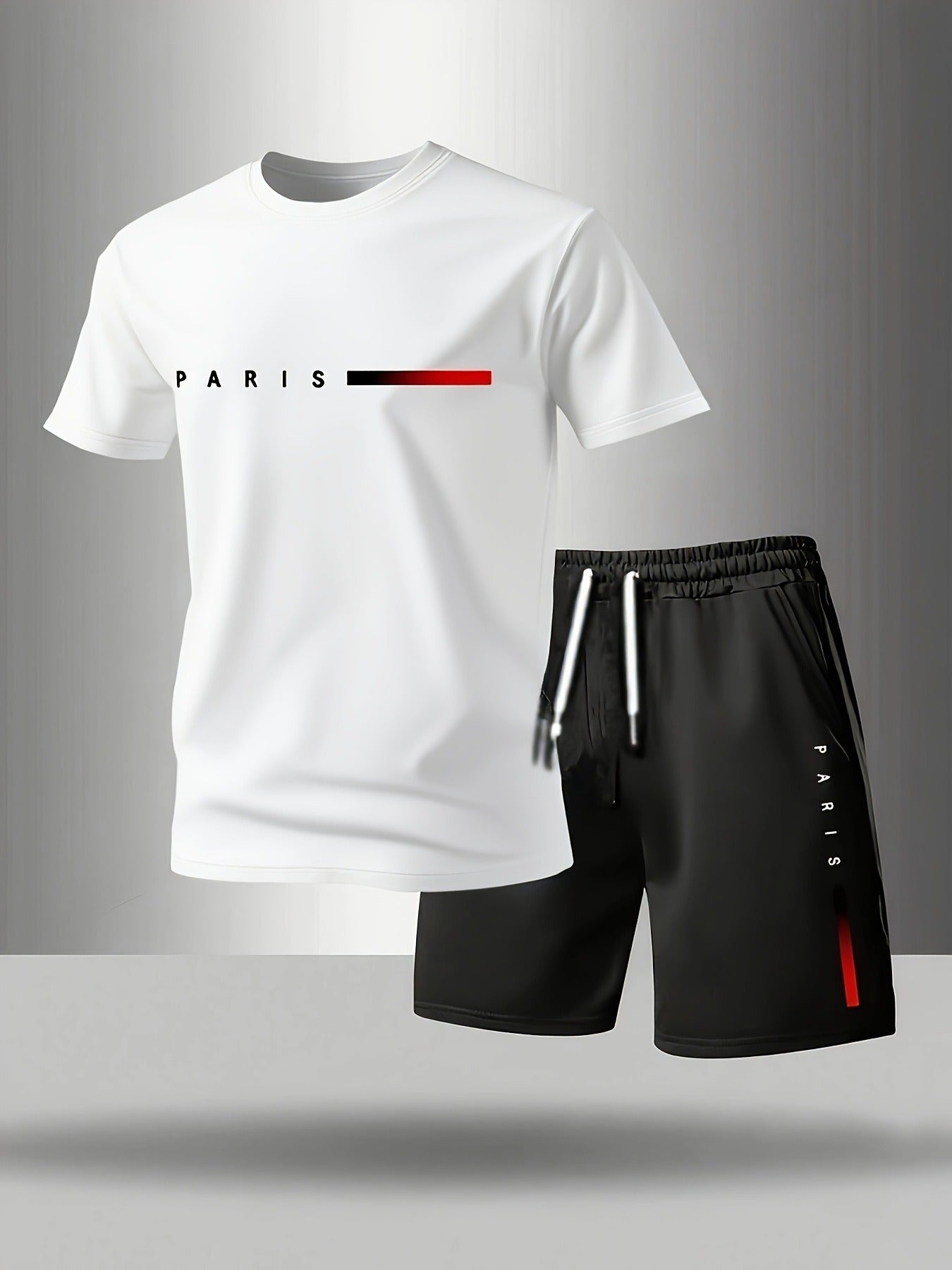 🎉😎【50% de descuento✨】Conjunto deportivo de verano de dos piezas para hombre: cómoda camiseta de manga corta y pantalones cortos, adecuados para el uso diario y para las vacaciones.