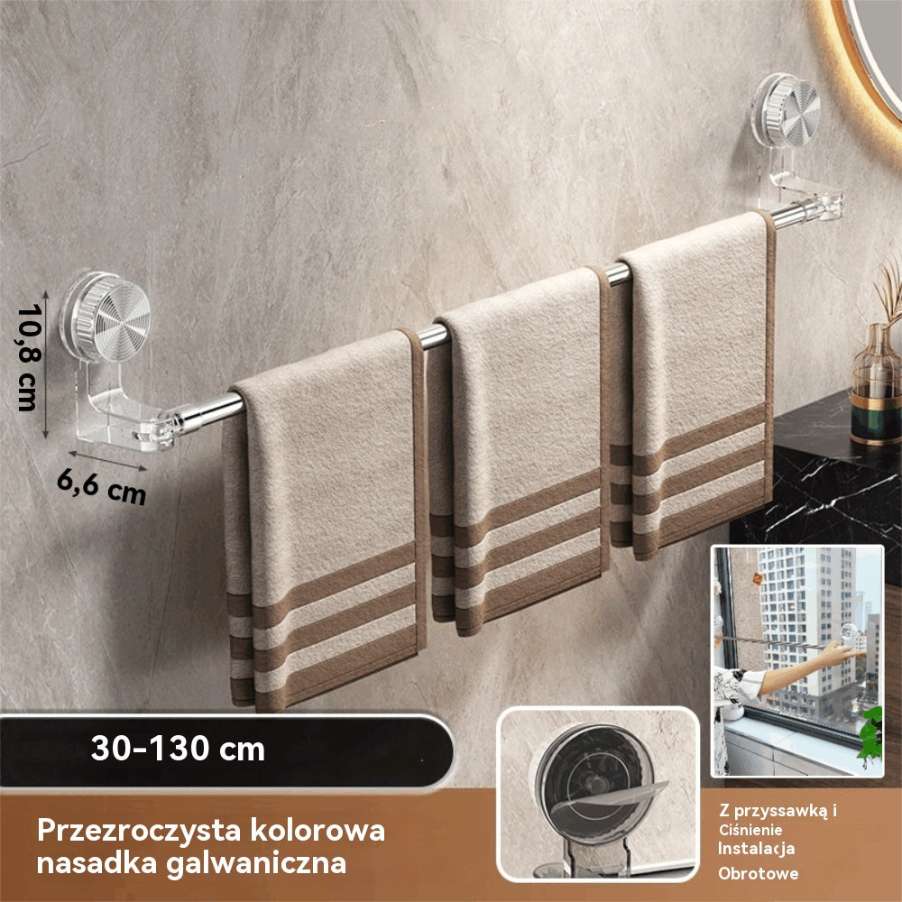 🎁✨🚿Lekka i niewymagająca wiercenia konstrukcja — wysuwany wieszak na ręczniki z przyssawką