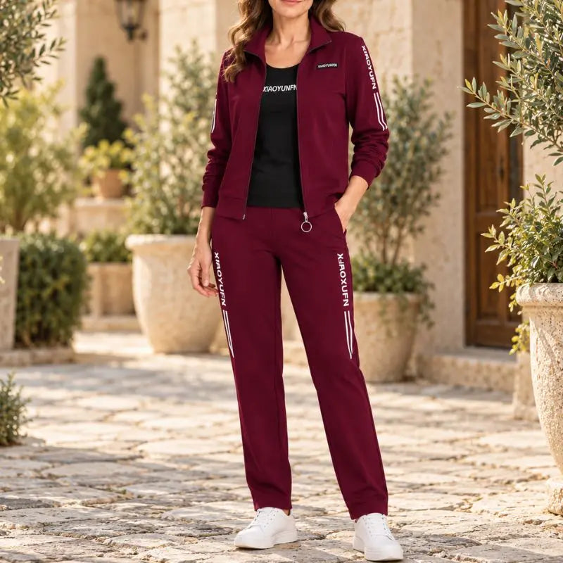 🌸 Elegancia és maximális kényelem! Elegáns 3 részes női szabadidőruha (cipzáras dzseki + póló + nadrág / Méretek: M–6XL)! ✨