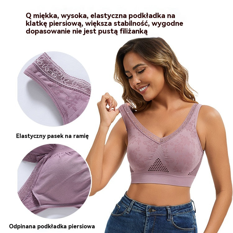 😍❤️40-120 kg【Zestaw 3 sztuk】✨ Biustonosz koronkowy bez fiszbin z wysokim wsparciem dla kobiet