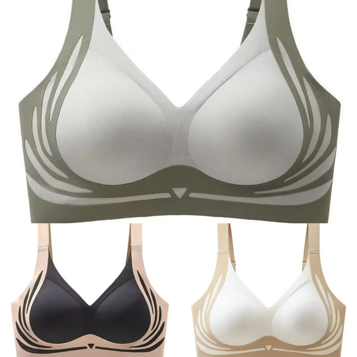 【50 % popust】😍【Komplet 3 kosov】Ženski modrček brez kosti❤️【Primeren za telesno težo 40–85 kg】