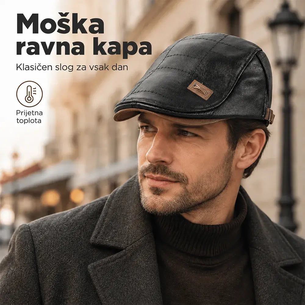 24 EUR za kos 🧢🔥 Nova, visokokakovostna usnjena baretka v retro slogu za jesen in zimo