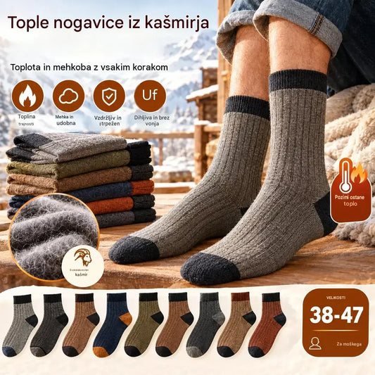 【10 parov】【38–47】Nove, tople, pletene moške nogavice z barvnimi bloki v retro slogu