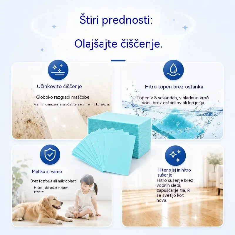 💦🏡【3 pakiranja, skupaj 90 listov】Vodotopni robčki za čiščenje tal