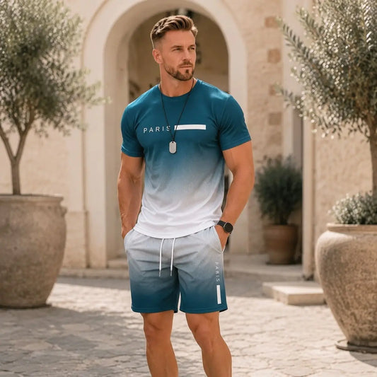 ✨S-6XL【Dobírka】Pánský letní sportovní komplet – pohodlné tričko s krátkým rukávem a šortky pro každodenní nošení i na doma