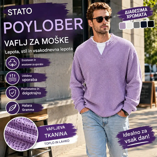 👚✨ Brezčasno udobje | Moška majica z dolgimi rokavi, vafljasto teksturo in videzom plastenja