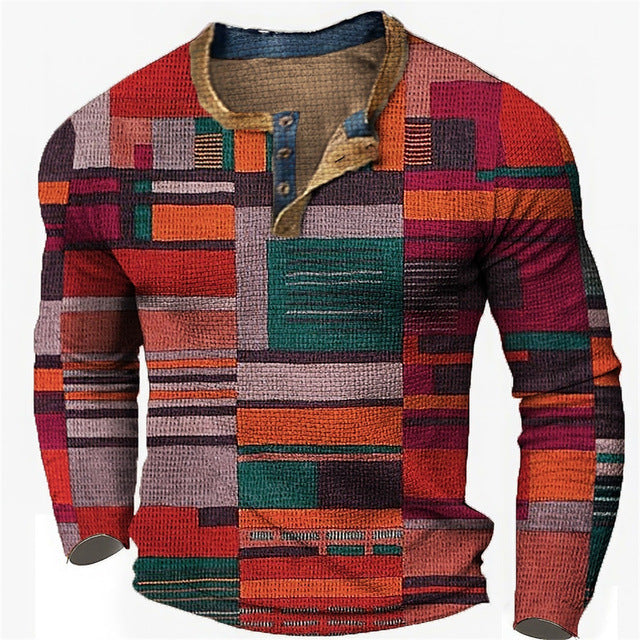 🎁😍[Wyprzedaż ograniczona czasowo] 👔[S-4XL] Męska koszulka z długim rękawem we wzór