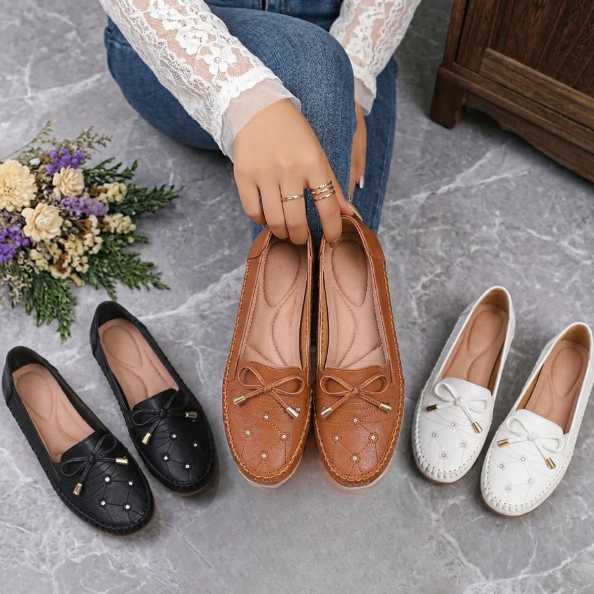 ✨50% έκπτωση✨【36-43】 Γυναικεία ορθοπεδικά παπούτσια, κατασκευασμένα από φυσικό δέρμα, ελαφριά, αντιολισθητικά, αναπνεύσιμα και άνετα.