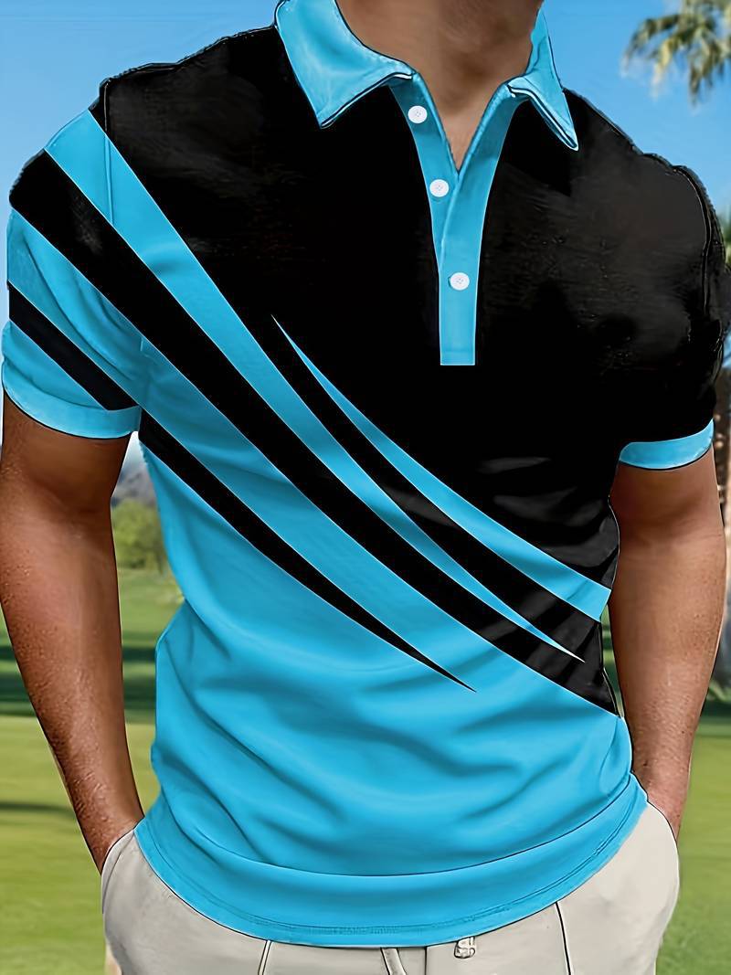 🔥【Kupte 1, získejte 1 zdarma】👔【S-6XL】Nová letní pánská pruhovaná 3D tištěná POLO košile