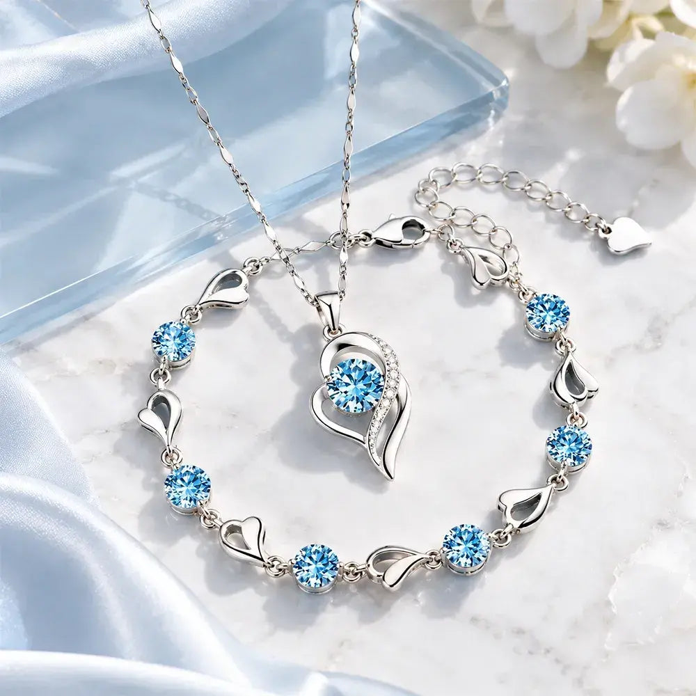 ✨💎💎【Zapestnica + ogrlica】Komplet zapestnice in ogrlice Srce oceana