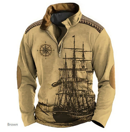 😎【S-5XL】Moški pulover s kapuco in polovično zadrgo, 3D potisk, udoben, topel in moderen za hladne dni