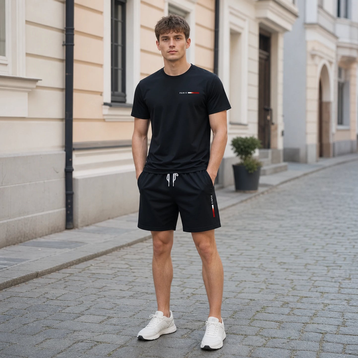 【Płatność przy odbiorze】Męski 2-częściowy letni zestaw sportowy – wygodna koszulka z krótkim rękawem i spodenki na co dzień i do domu