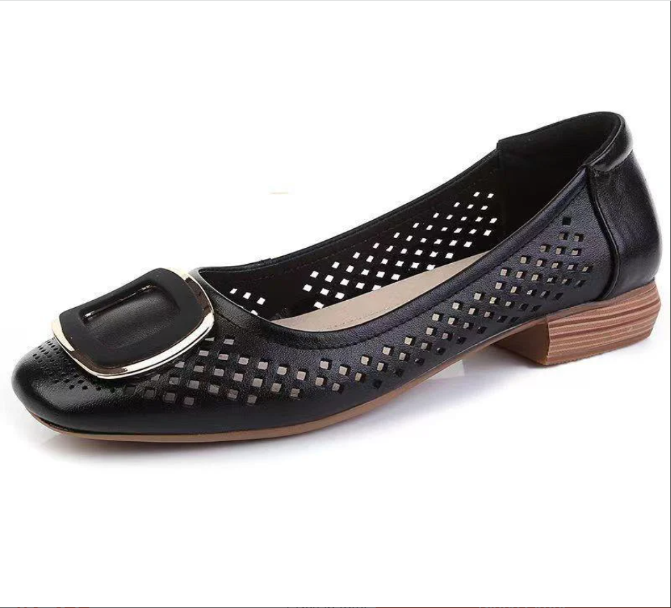 🔥【35-40】 2026 nowe letnie buty z prawdziwej skóry buty z gołą skórą płytkie usta damskie buty z miękkim dnem