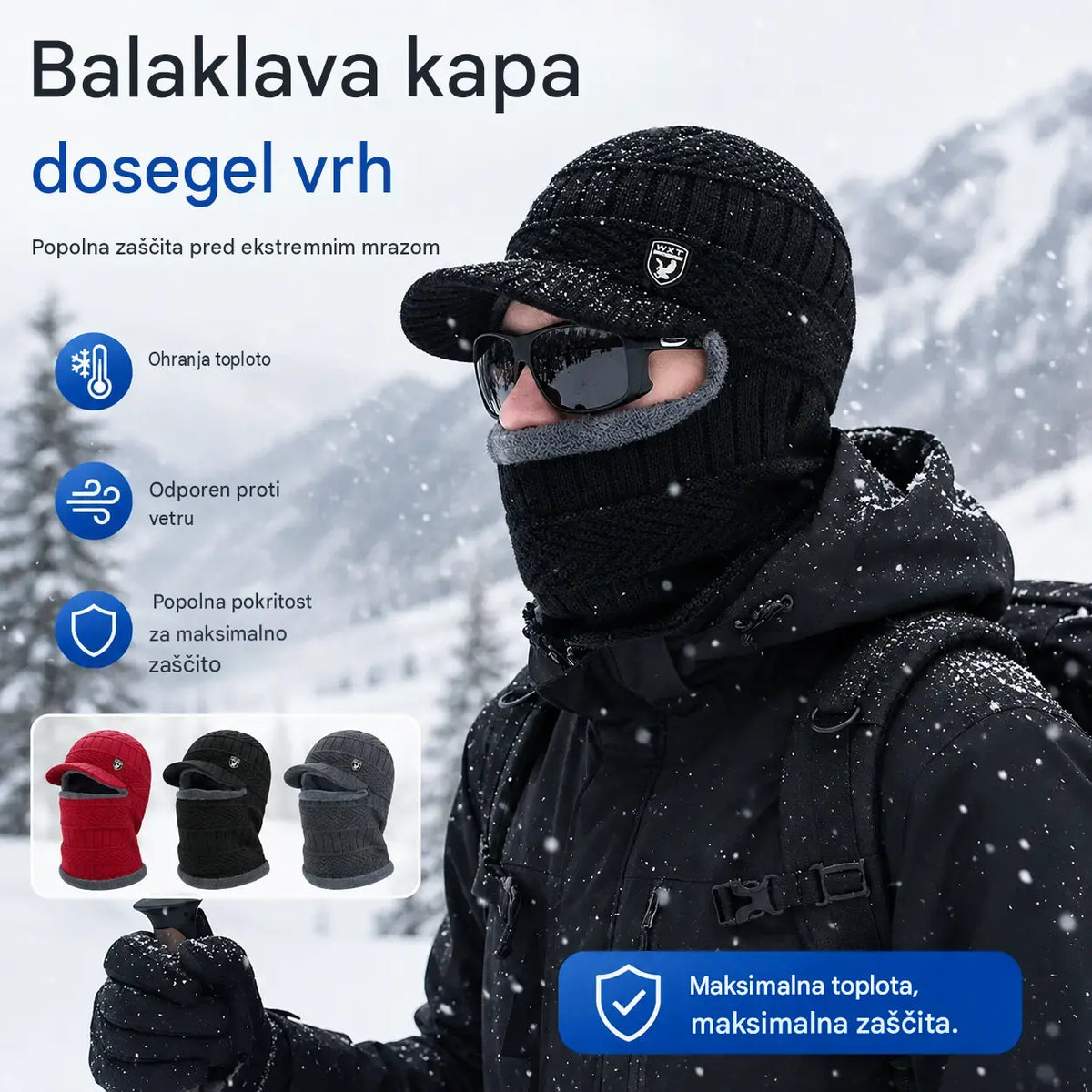 🔥 Enodelna debela volnena kapa, odporna proti vetru, za uporabo na prostem.
