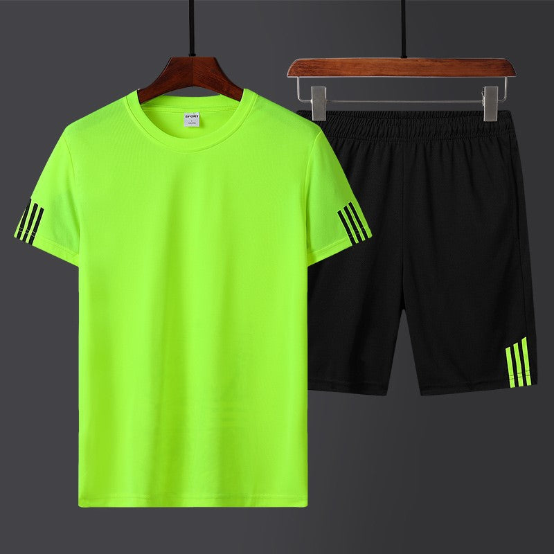 [Płatność przy odbiorze] Męski letni dwuczęściowy komplet sportowy: wygodny T-shirt z krótkim rękawem i szorty – idealny zarówno do noszenia na co dzień, jak i w domu.