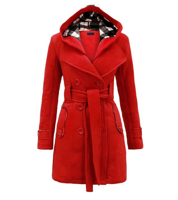 ✨ 【Visoka kakovost】【S-3XL】 Ženska topla jakna s kapuco srednje dolžine