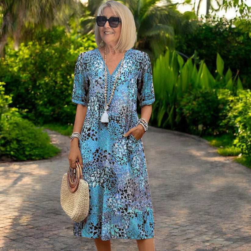 ✨Last Day – 50% Off!✨【S–3XL】Light and breathable printed dress, fitted cut
